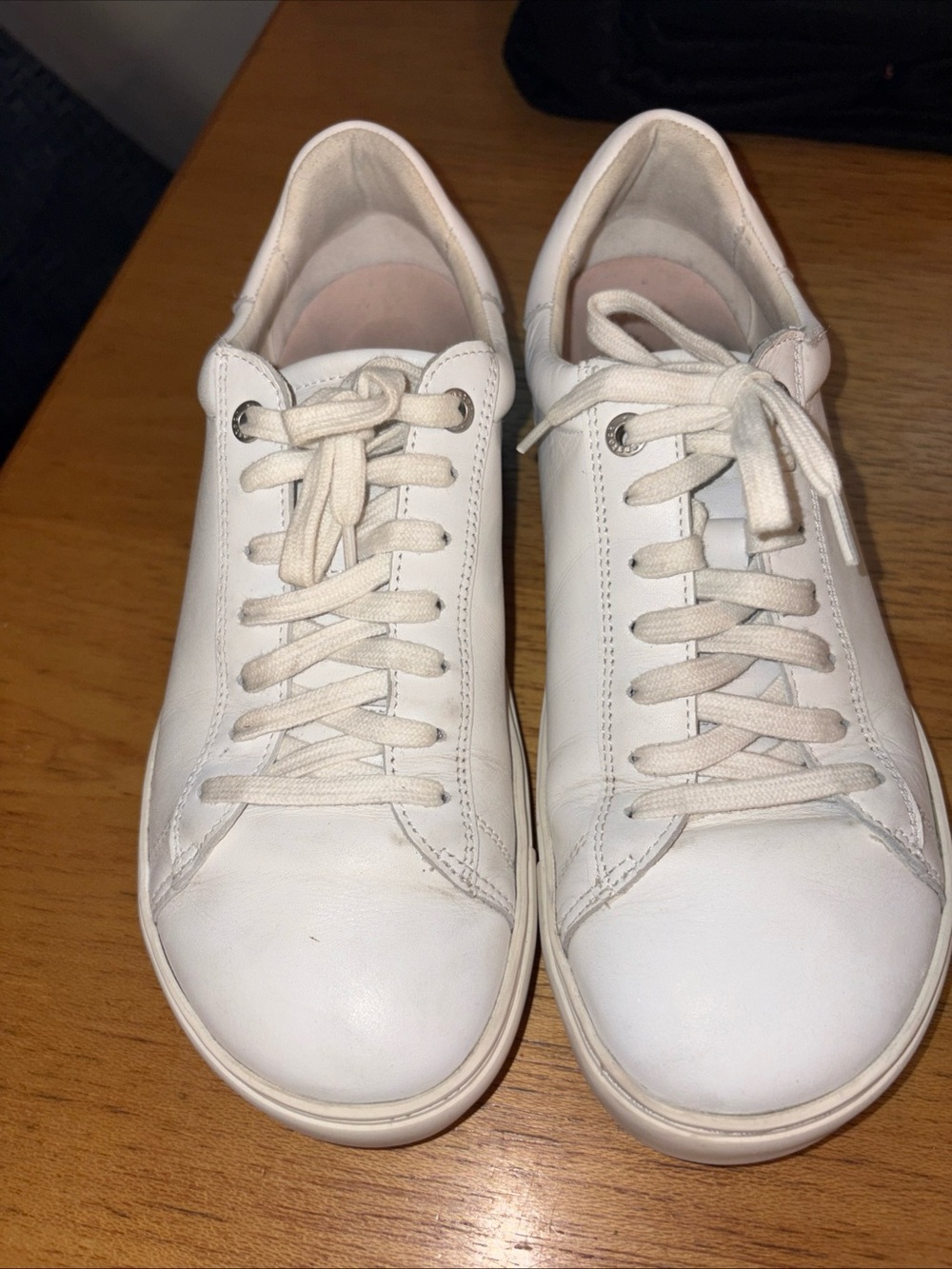 Birkenstock White Leather Lace-Up Athletic Sneakers